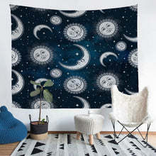 Load image into Gallery viewer, Sun and Moon Wall Hanging Boho Exotic Tapestry Bohemian Style Wall Blanket for Children Kids Girls Women Microfiber Blue Galaxy Starry Sky Wall Art Room Decor Picnic Sheet