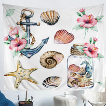 Load image into Gallery viewer, Starfish Wall Blanket Nautical Anchor Tapestry Ocean Marine Themed Wall Hanging for Kids Girls Children Adults Bedroom Decor Pink Floral Flowers Wall Art Bedding Throw Blanket