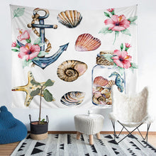 Load image into Gallery viewer, Starfish Wall Blanket Nautical Anchor Tapestry Ocean Marine Themed Wall Hanging for Kids Girls Children Adults Bedroom Decor Pink Floral Flowers Wall Art Bedding Throw Blanket
