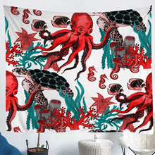 Load image into Gallery viewer, Ocean Tapestries Wall Hanging Kids Boys Girls Sea Turtle Octopus Fish Tapestry Marine Life Nautical Bedding Throw Blanket Sea Animal Print Wall Blanket,Bedding Collection