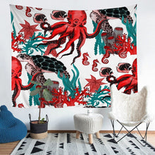 Load image into Gallery viewer, Ocean Tapestries Wall Hanging Kids Boys Girls Sea Turtle Octopus Fish Tapestry Marine Life Nautical Bedding Throw Blanket Sea Animal Print Wall Blanket,Bedding Collection