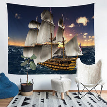 Load image into Gallery viewer, Sailboat Printed Wall Blanket Nautical Decor Tapestry For Kids Women Men Adults Ocean Themed Wall Hanging Ultra Soft Sea Adventure Wall Art Marine Sunset Scenery