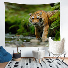 Load image into Gallery viewer, Tiger Wall Blanket Wild Animal Theme Pattern Tapestry Wildlife Style Wall Hanging for Boys Girls Kids Adults Room Decor Nature Theme Wall Art Bedding Throw Blanket