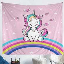 Load image into Gallery viewer, Kids Unicorn Tapestries Wall Hanging Girls Cartoon Unicorn Pattern Tapestry Rainbow Unicorn Bedding Throw Blanket Magical Animal Print Wall Blanket,Bedding Collection ,Green