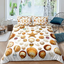 Load image into Gallery viewer, Beach Starfish Bedding Set Ocean Marine Themed Duvet Cover For Kids Children Adults Couch Shell Comforter Cover Sea Creatures Bedspread Cover Bedroom Decor Quilt Cover 2/3pcs