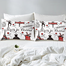 Load image into Gallery viewer, Eiffel Tower Duvet Cover Girls Chic Paris Theme Bedding Set Rose Floral Print Comforter Cover for Men Women Couple Bedroom Decor Romantic French Style Bedspread Cover