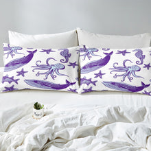 Load image into Gallery viewer, Octopus Duvet Cover Whale Starfish Seahorse Bedding Set Ocean Creature Themed Comforter Cover for Boys Girls Children Bedroom Decor Marine Cartoon Sealife Bedspread Cover