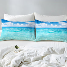 Load image into Gallery viewer, Ocean Themed Bedding Set Girly Teal Sea Printed Comforter Cover for Kids Girls Women Hawaiian Beach Duvet Cover Breathable Summer Holiday Vacation Bedspread Cover Room Decor Quilt Cover
