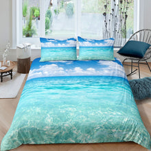Load image into Gallery viewer, Ocean Themed Bedding Set Girly Teal Sea Printed Comforter Cover for Kids Girls Women Hawaiian Beach Duvet Cover Breathable Summer Holiday Vacation Bedspread Cover Room Decor Quilt Cover