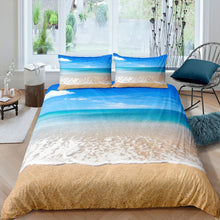 Load image into Gallery viewer, Beach Themed Bedding Set Hawaiian Ocean Comforter Cover for Kids Boys Girls Teens Sea Printed Duvet Cover Breathable Summer Holiday Vacation Bedspread Cover Room Decor Quilt Cover
