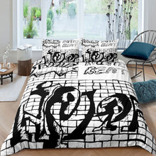 Load image into Gallery viewer, Hip Hop Style Duvet Cover Teens Street Culture Theme Bedding Set Young Man Graffiti Pattern Comforter Cover for Kids Teens Bedroom Decor Black White Bedspread Cover