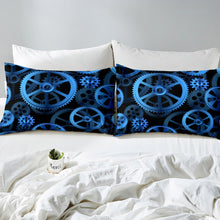 Load image into Gallery viewer, Industrial Comforter Cover Clock Theme Gears Bedding Set Blue Steampunk Style Duvet Cover for Children Girls Boys Adults Microfiber Mechanical Gearwheel Bedspread Cover Room Decor Bedclothes