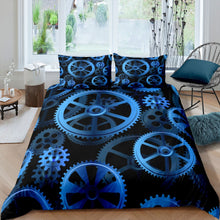 Load image into Gallery viewer, Industrial Comforter Cover Clock Theme Gears Bedding Set Blue Steampunk Style Duvet Cover for Children Girls Boys Adults Microfiber Mechanical Gearwheel Bedspread Cover Room Decor Bedclothes