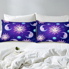 Load image into Gallery viewer, Girly Sun and Moon Printed Duvet Cover Girls Boho Exotic Bedding Set Bohemian Style Comforter Cover for Kids Women Bedroom Decor Purple Galaxy Planet Bedspread Cover