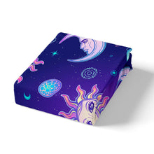 Load image into Gallery viewer, Girly Sun and Moon Printed Duvet Cover Girls Boho Exotic Bedding Set Bohemian Style Comforter Cover for Kids Women Bedroom Decor Purple Galaxy Planet Bedspread Cover