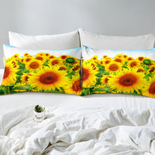 Load image into Gallery viewer, Sunflower Bedding Set Girls Floral Print Comforter Cover for Women Girly Blossom Flowers Pattern Duvet Cover Green Yellow Botanical Branches Bedspread Cover Nature Theme Room Decor