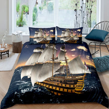 Load image into Gallery viewer, Sailboat Printed Duvet Cover Nautical Decor Bedding Set For Kids Women Men Adults Ocean Themed Comforter Cover Ultra Soft Sea Adventure Bedspread Cover Marine Sunset Scenery Zipper