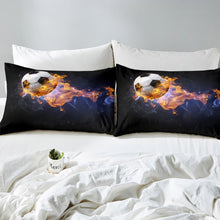 Load image into Gallery viewer, Football Bedding Set for Boys Children Men Sports Theme Comforter Cover Decorative Burning Soccer Ball Pattern Duvet Cover Football Player's Gift Bedspread Cover 2/3pcs Bedclothes