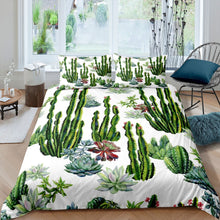 Load image into Gallery viewer, Cactus Printed Bedding Set Boho Succulent Comforter Cover for Kids Adult Women Botanical Pattern Duvet Cover Green Plants Bedspread Cover Room Decor 2/3pcs