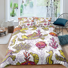 Load image into Gallery viewer, Sea Turtle Comforter Cover Kids Reptile Printed Bedding Set for Boys Girls Children Ocean Marine Themed Duvet Cover Stain Resistant Underwater Animal Room Decor Quilt Cover 2/3pcs