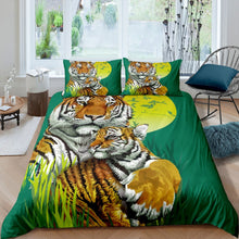 Load image into Gallery viewer, Tiger Duvet Cover Wild Animal Theme Bedding Set For Kids Men Women Adults Wildlife Style Comforter Cover Ultra Soft Tiger Family Decor Bedspread Cover Green Nature Zipper