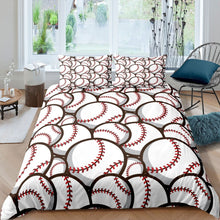 Load image into Gallery viewer, Baseball Bedding Set for Kids Boys Children Sports Theme Comforter Cover 3D White Ball Pattern Duvet Cover Room Decor Baseball Games Bedspread Cover Bedding Collection 2/3pcs