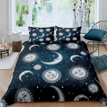 Load image into Gallery viewer, Sun and Moon Comforter Cover Boho Exotic Bedding Set Bohemian Style Duvet Cover for Children Kids Girls Women Microfiber Blue Galaxy Starry Sky Bedspread Cover Room Decor Bedclothes