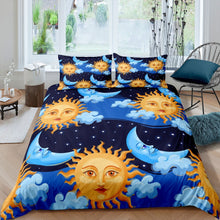 Load image into Gallery viewer, Sun and Moon Bedding Set Boho Exotic Style Comforter Cover for Kids Boys Girls Adults Bohemian Design Duvet Cover Breathable Hippie Galaxy Bedspread Cover Room Decor Quilt Cover