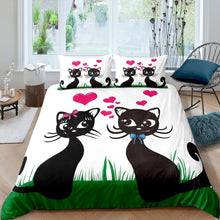 Load image into Gallery viewer, Black Cat Bedding Set for Girls Boys Couple Cute Kitten Print Comforter Cover Cartoon Cats Pattern Duvet Cover Room Decor Pet Animal Theme Bedspread Cover Bedding Collection 2/3pcs