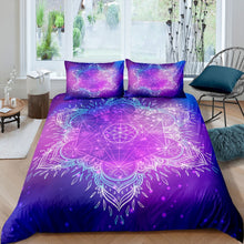 Load image into Gallery viewer, Boho Mandala Bedding Set Girly Bohemian Dreamcatcher Comforter Cover for Kids Girls Women Purple Mandala Printed Duvet Cover Exotic Floral Printed Bedspread Cover Room Decor Quilt Cover