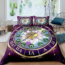 Load image into Gallery viewer, Clock Theme Duvet Cover Chic Retro Roman Style Bedding Set Constellation Comforter Cover for Boys Girls Adults Bedroom Decor Machine Pattern Bedspread Cover Galaxy Astrology