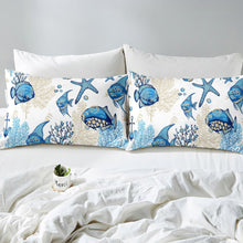 Load image into Gallery viewer, Starfish Bedding Set Ocean Marine Fish Comforter Cover for Kids Adult Sea Creatures Duvet Cover Blue Sea Underwater World Bedspread Cover Room Decor 2/3pcs