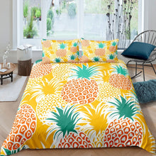 Load image into Gallery viewer, Pineapple Duvet Cover Tropical Fruit Print Bedding Set for Kids Girls Women Fresh Pineapple Pattern Decor Comforter Cover Orange Cartoon Design Bedspread Cover 2/3pcs Zipper
