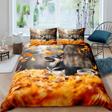 Load image into Gallery viewer, Dog Printed Comforter Cover Pet Dog Pattern Bedding Set 3D Animal Theme Duvet Cover for Children Kids Boys Girls Microfiber Autumn Maple Leaf Bedspread Cover Room Decor Bedclothes
