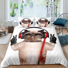 Load image into Gallery viewer, Cat Duvet Cover Cute Kitten Print Bedding Set Funny Pet Cat Comforter Cover for Boys Girls Children Kids Bedroom Decor 3D Animal Theme Bedspread Cover