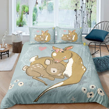 Load image into Gallery viewer, Girly Deer Duvet Cover Girls Cute Wild Animal Bedding Set for Kids Children Lovely Cartoon Wildlife Decor Comforter Cover Sika Deer Nature Theme Bedspread Cover 2/3pcs Zipper