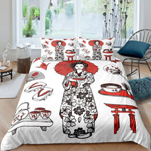 Load image into Gallery viewer, Japanese Women Bedding Set for Girls Children Women Japanese-Style Comforter Cover Exotic Style Duvet Cover Room Decor Red Cherry Blossoms Bedspread Cover Bedding Collection 2/3pcs