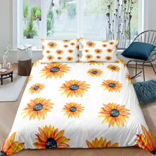 Load image into Gallery viewer, Sunflower Comforter Cover Girly Yellow Floral Print Bedding Set for Girls Children Women Blossom Flowers Pattern Duvet Cover Stain Resistant Nature Botanical Room Decor Quilt Cover 2/3pcs