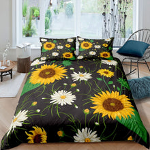 Load image into Gallery viewer, Sunflower Bedding Set Girls Daisy Floral Print Comforter Cover for Women Girly Blossom Flowers Pattern Duvet Cover Botanical Branches Bedspread Cover Nature Theme Room Decor Bedclothes