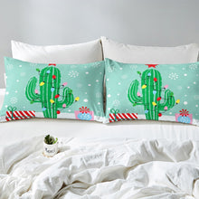 Load image into Gallery viewer, Kids Cute Cactus Printed Duvet Cover Christmas Theme Botanical Bedding Set Cartoon Green Plants Comforter Cover for Boys Girls Children Bedroom Decor Xmas Gift Bedspread Cover