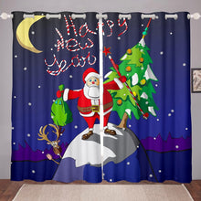 Load image into Gallery viewer, Kids Santa Claus Print Window Curtain Panels Christmas Theme Curtains Children Cute Elk Moose Blackout Drapes for Boys Girls Microfiber Child Cartoon Xmas Gift Window Treatments Room Decor
