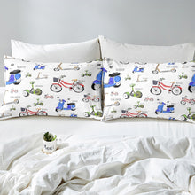 Load image into Gallery viewer, Boys Bicycle Printed Bed Sheet Set Kids Cute Bike Pattern Bedding Set Cartoon Vehicles Print Fitted Sheet for Children Bedroom Decor Sports Theme Bed Cover
