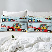 Load image into Gallery viewer, Kids Bedding Set Race Sports Car Fitted Sheet for Boys Children Cute Cartoon Lion Bed Sheet Set Breathable Car Sports Competition Bed Cover Room Decor