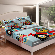 Load image into Gallery viewer, Kids Bedding Set Race Sports Car Fitted Sheet for Boys Children Cute Cartoon Lion Bed Sheet Set Breathable Car Sports Competition Bed Cover Room Decor