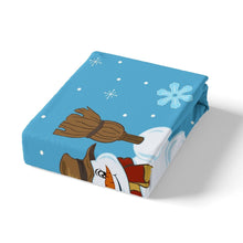 Load image into Gallery viewer, Kids Cute Snowman Bedding Set Cartoon Snowflake Pattern Fitted Sheet for Kids Boys Girls Winter Theme Bed Sheet Set Breathable White Blue Bed Cover Room Decor