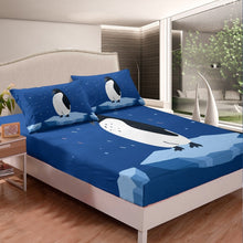 Load image into Gallery viewer, Kids Cute Penguin Bedding Set Child Cartoon Animal Printed Bed Sheet Set For Boys Girls Funny Polar Animal Pattern Fitted Sheet Blue Nature Theme Bed Cover Bedroom Decor 2/3Pcs