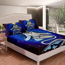 Load image into Gallery viewer, Astronaut Printed Bedding Set for Kids Boys Children Blue Black Galaxy Fitted Sheet Decorative Spaceman Chakra Bed Sheet Set Outer Space Adventure Bed Cover 2/3Pcs