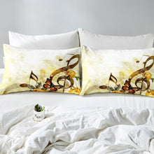 Load image into Gallery viewer, Music Themed Bed Sheet Set Retro Musical Pattern Fitted Sheet Girls Butterfly Bedding Set For Kids Women Chic Golden Rose Floral Bed Cover Ultra Soft Room Decor