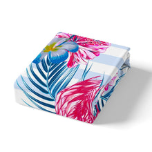 Load image into Gallery viewer, Girly Pink Flamingo Fitted Sheet Tropical Blossom Floral Flowers Bedding Set Palm Leaf Bed Sheet Set for Kids Girls Women Hawaiian Style Bed Cover Stripe Design Room Decor