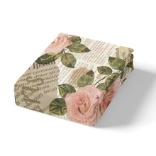 Load image into Gallery viewer, Girls Rose Floral Bed Sheet Set Old Newspaper Bedding Set for Kids Women Adults Retro Style Decor Fitted Sheet Romantic Flowers Pattern Bed Cover 2/3Pcs